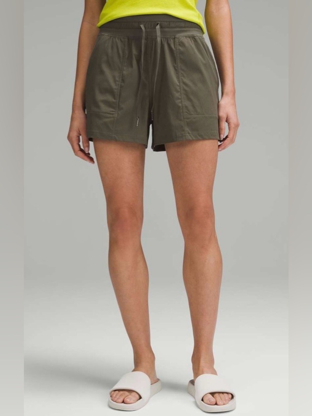 LULULEMON Dance Studio High Rise Army Green Shorts 3.5”